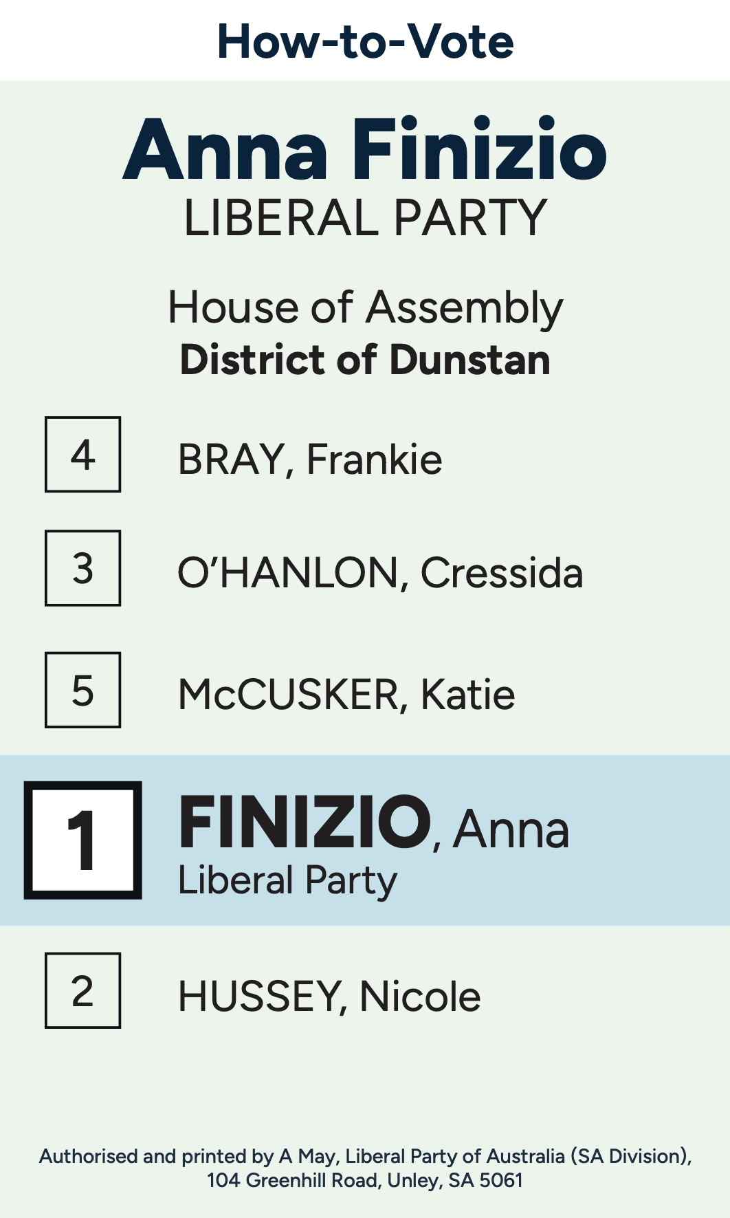 How to Vote Anna in the Dunstan By-Election